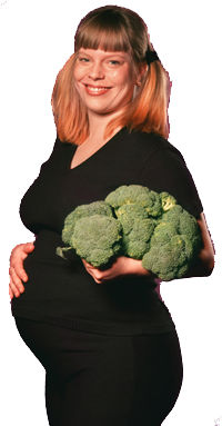 gravid kvinna med broccoli